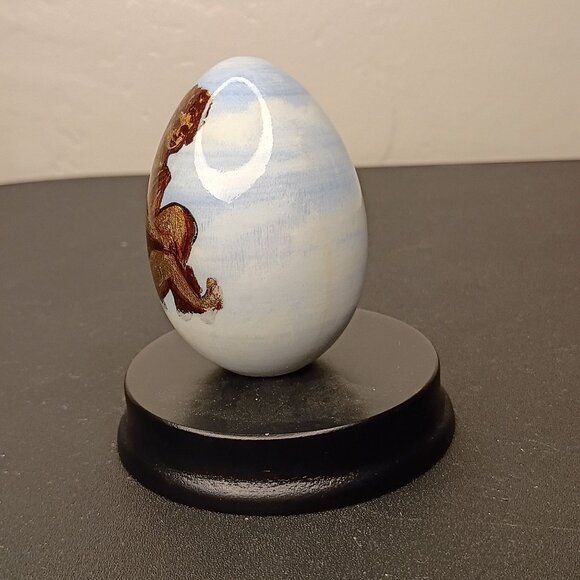 Alan Traynor, Orlando Hand Painted Wood EGGSPRESSSIONS Angel  Black Wood Base - Picture 8 of 12